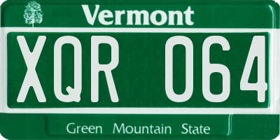 VT license plate XQR064
