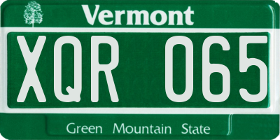 VT license plate XQR065