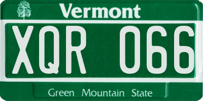 VT license plate XQR066