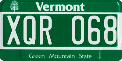 VT license plate XQR068