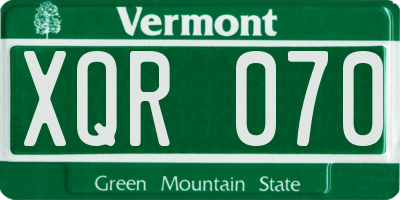 VT license plate XQR070