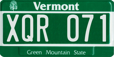 VT license plate XQR071