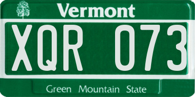 VT license plate XQR073