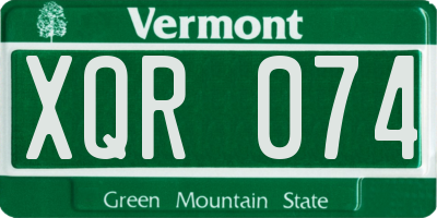VT license plate XQR074