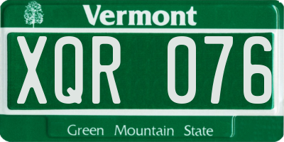 VT license plate XQR076