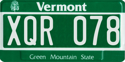 VT license plate XQR078