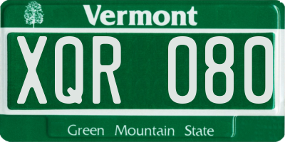 VT license plate XQR080