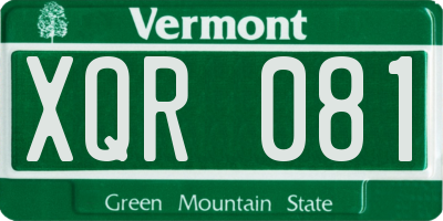 VT license plate XQR081