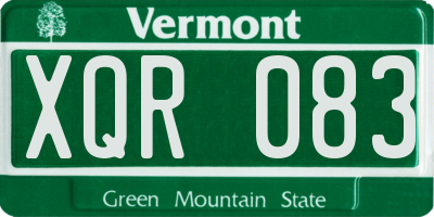 VT license plate XQR083
