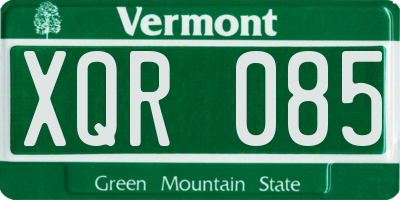 VT license plate XQR085