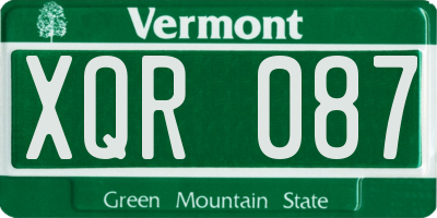 VT license plate XQR087