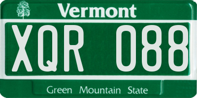 VT license plate XQR088