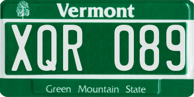 VT license plate XQR089
