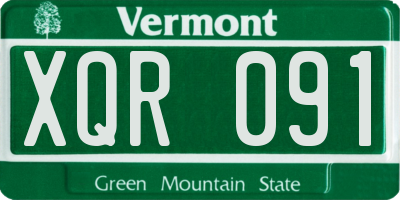 VT license plate XQR091