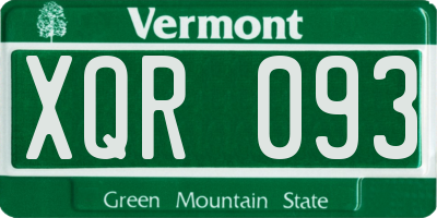 VT license plate XQR093