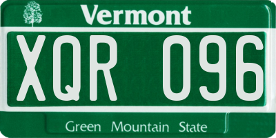 VT license plate XQR096