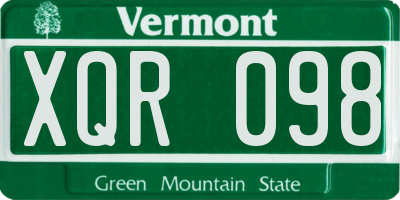 VT license plate XQR098