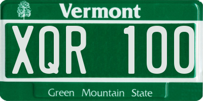VT license plate XQR100