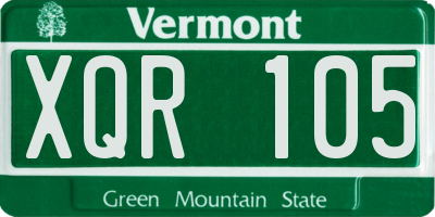 VT license plate XQR105