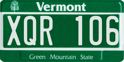 VT license plate XQR106