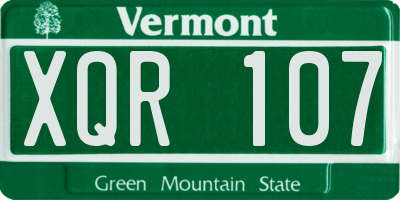 VT license plate XQR107