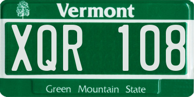 VT license plate XQR108