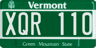VT license plate XQR110