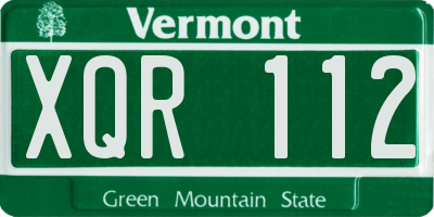 VT license plate XQR112