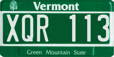 VT license plate XQR113