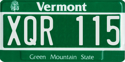 VT license plate XQR115