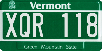 VT license plate XQR118
