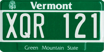 VT license plate XQR121