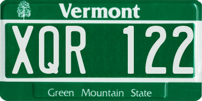 VT license plate XQR122