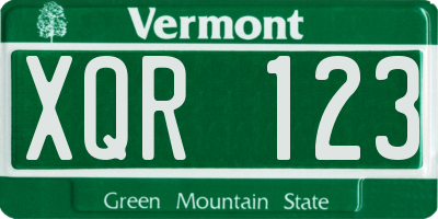 VT license plate XQR123