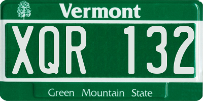 VT license plate XQR132
