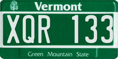 VT license plate XQR133