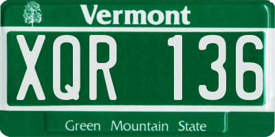 VT license plate XQR136