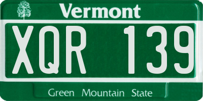 VT license plate XQR139