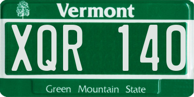 VT license plate XQR140
