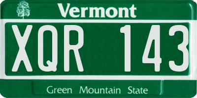 VT license plate XQR143