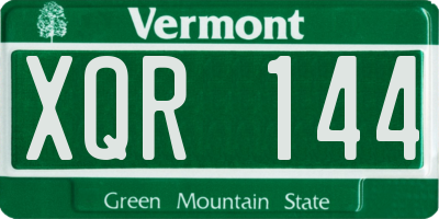 VT license plate XQR144