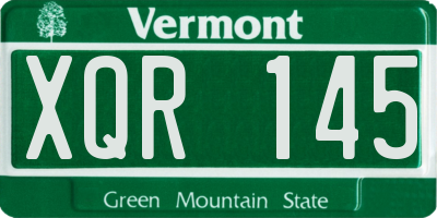 VT license plate XQR145