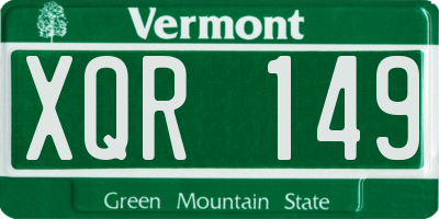 VT license plate XQR149