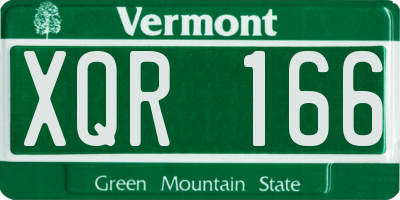 VT license plate XQR166