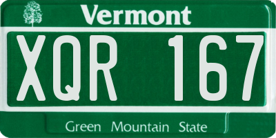 VT license plate XQR167