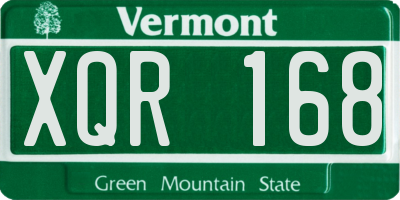 VT license plate XQR168