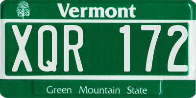 VT license plate XQR172