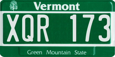VT license plate XQR173