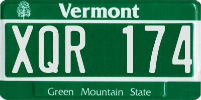 VT license plate XQR174
