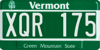 VT license plate XQR175